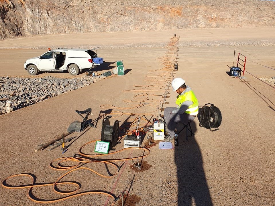 Survey cables deployed for a subsurface investigation