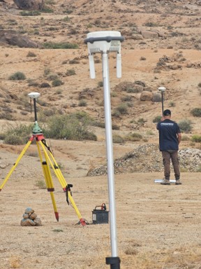 GNSS base station and rover set up in the field